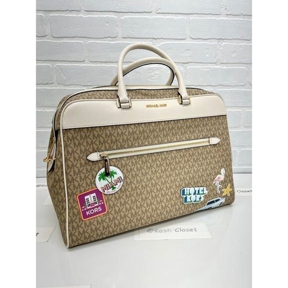 Michael Kors weekender travel bag top zip large jet set girls travel light cream - Picture 2 of 11